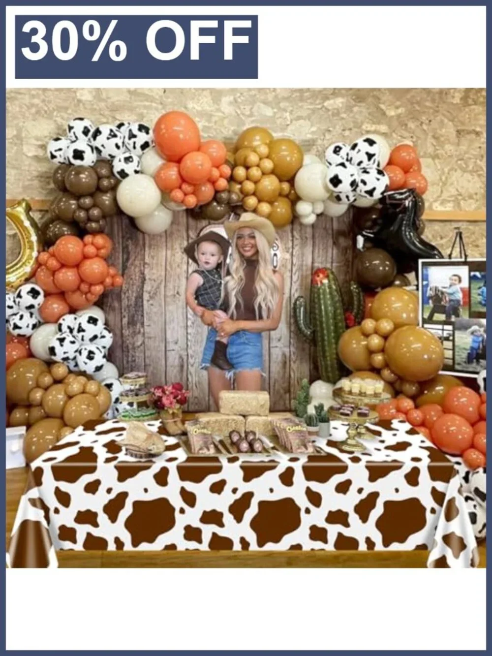 4 Pack Cow Print Tablecloths 86x51 PE Waterproof Reusable Party Decor